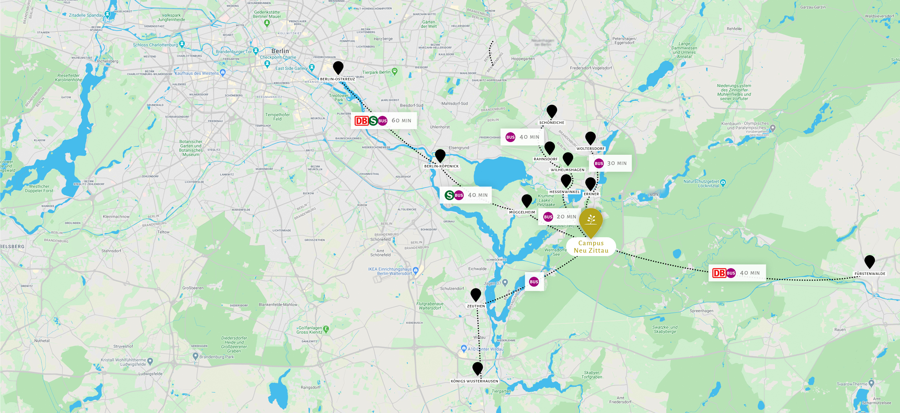 Übersichtskarte zeigt Anfahrtswege zum Campus Neu Zittau